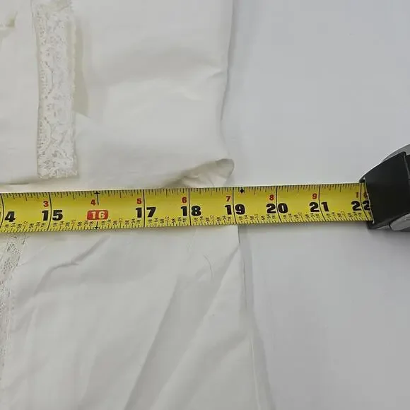 Simple Retro M Faith Lace Patchwork Embroidered Off White Cottagecore Blouse - Picture 10 of 13